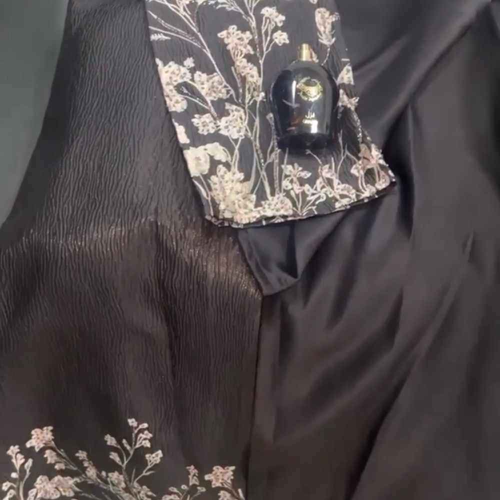 Black Floral Embroidered Fabric